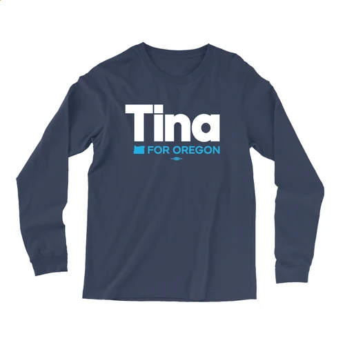 Tina For Oregon (Navy Long-Sleeve Tee)