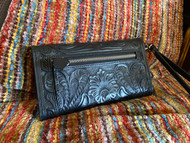 Merida Hand Tooled Leather Clutch Purse