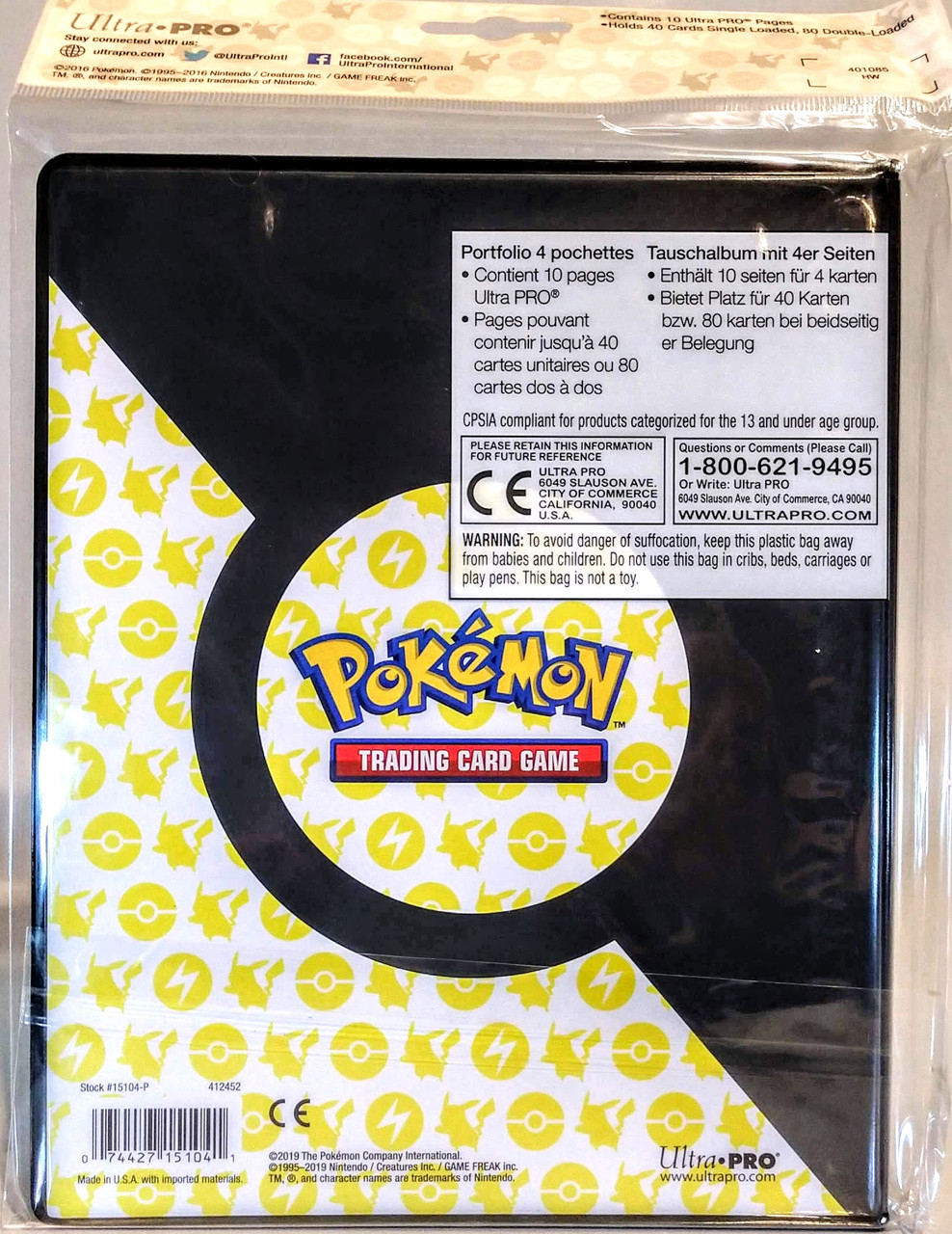 Ultra Pro Portfolio 4-Pocket Pokemon 2019 Pikachu