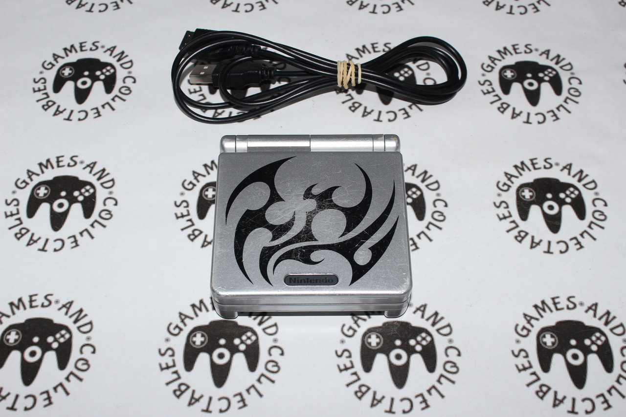 Nintendo Gameboy Advance Console GBA SP Silver Tribal (2)