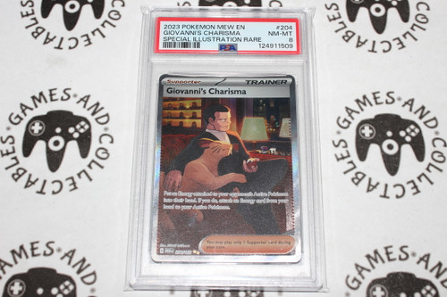 Pokemon TCG | Giovanni's Charisma #204/165 - PSA 8 | Special Illustration Rare | Graded- 

This card is from the 151 Collection set.