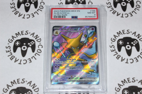 Pokemon TCG | Alakazam ex #188/165 - PSA 8 | Ultra Rare | Graded - 

This card is from the 151 Collection set.
This card is a Ultra Rare.