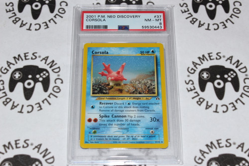 Pokemon TCG | Corsola #37/71 - PSA 8 | Uncommon | Graded - 

This Card is from the Neo Discovery Set.