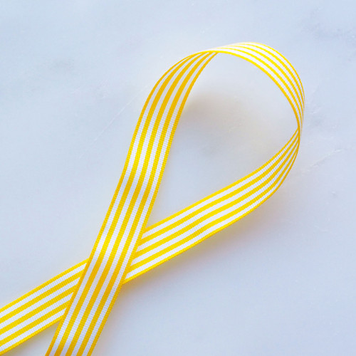 Striped Ribbon: 9mm Yellow/White