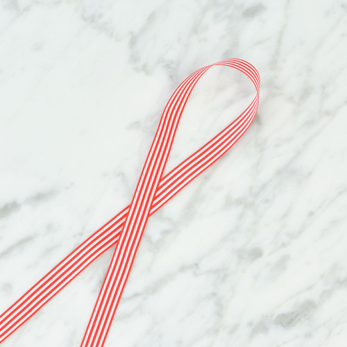 Striped Ribbon: 9mm Red/White