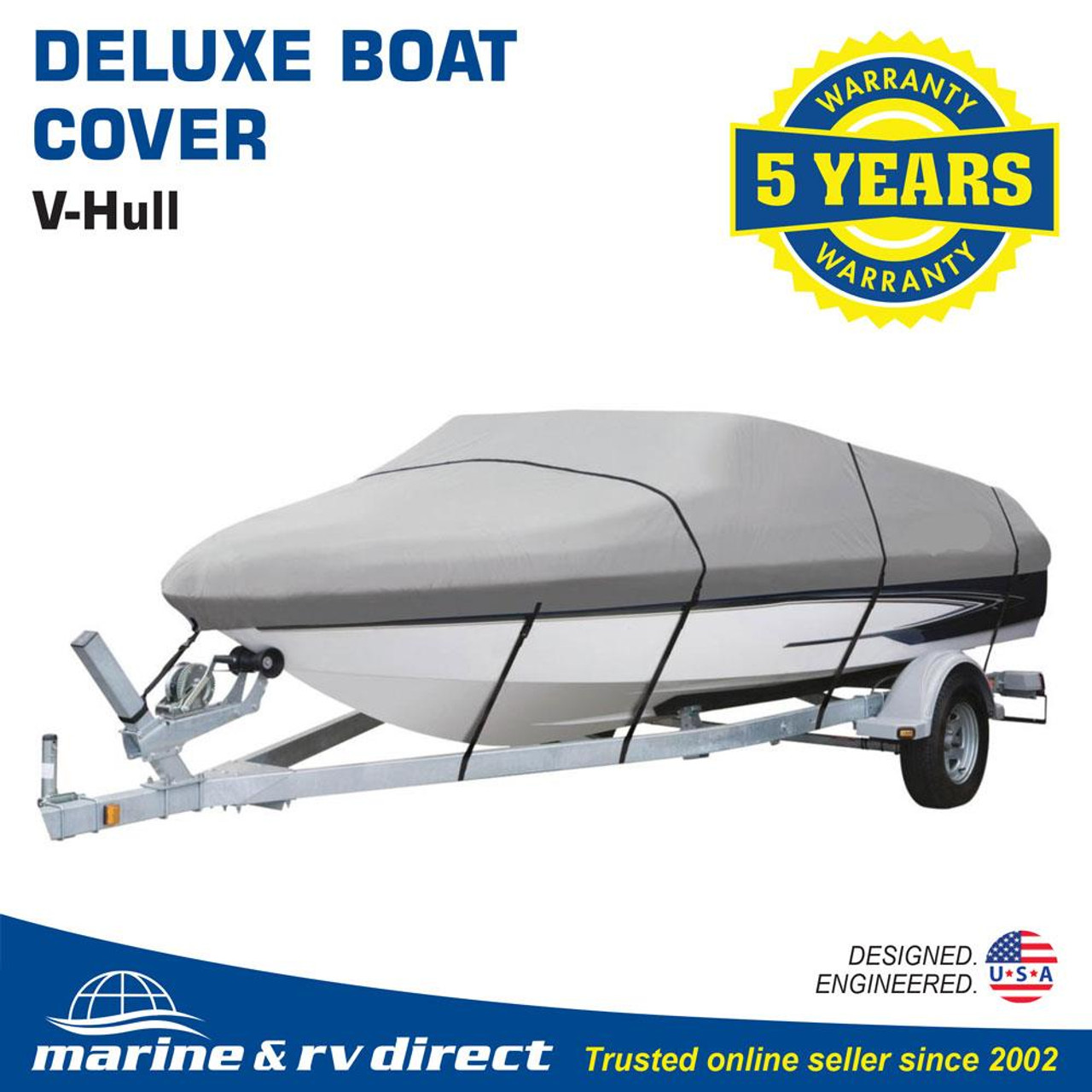 NEW BOAT COVER 16' 17' 18.5' FT V-HULL BASS RUNABOUT BOAT GRAY STORAGE  COVERS