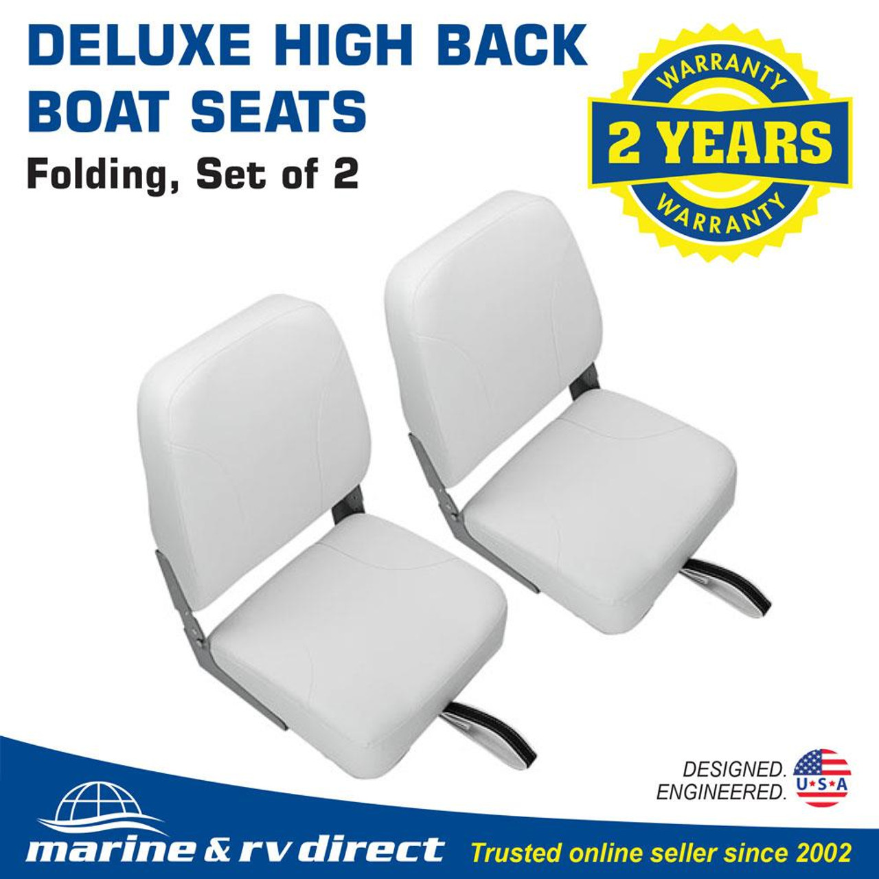 with Stainless Steel Screws （23.6 H x 16.5 W x 15.5 D） Deluxe Boat Seat High Back Folding