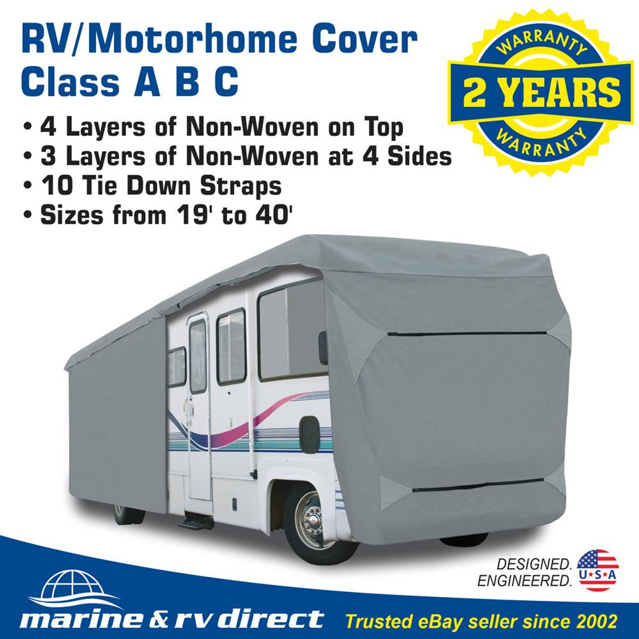 Waterproof RV Cover Motorhome Camper Travel Trailer Fit 20'-24' Class A B C  - Marine and RV Direct