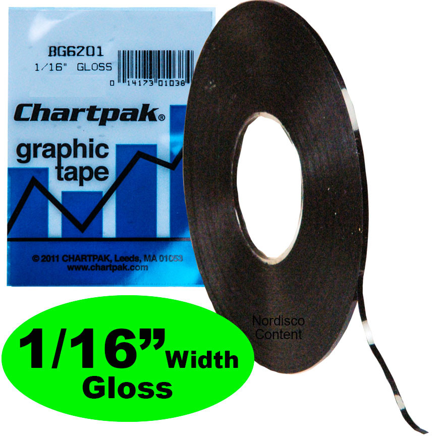 Chartpak BG6201 Graphic Tape 1/16" x 648" Gloss Black