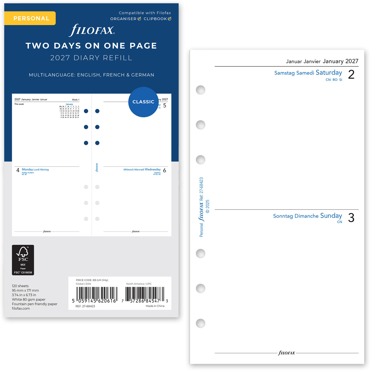 Filofax 2027 Diary Refills & Organizer Calendar Inserts