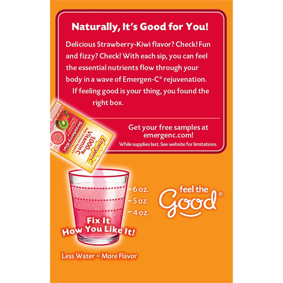 EmergenC 30319 StrawberryKiwi Vitamin C Drink Mix