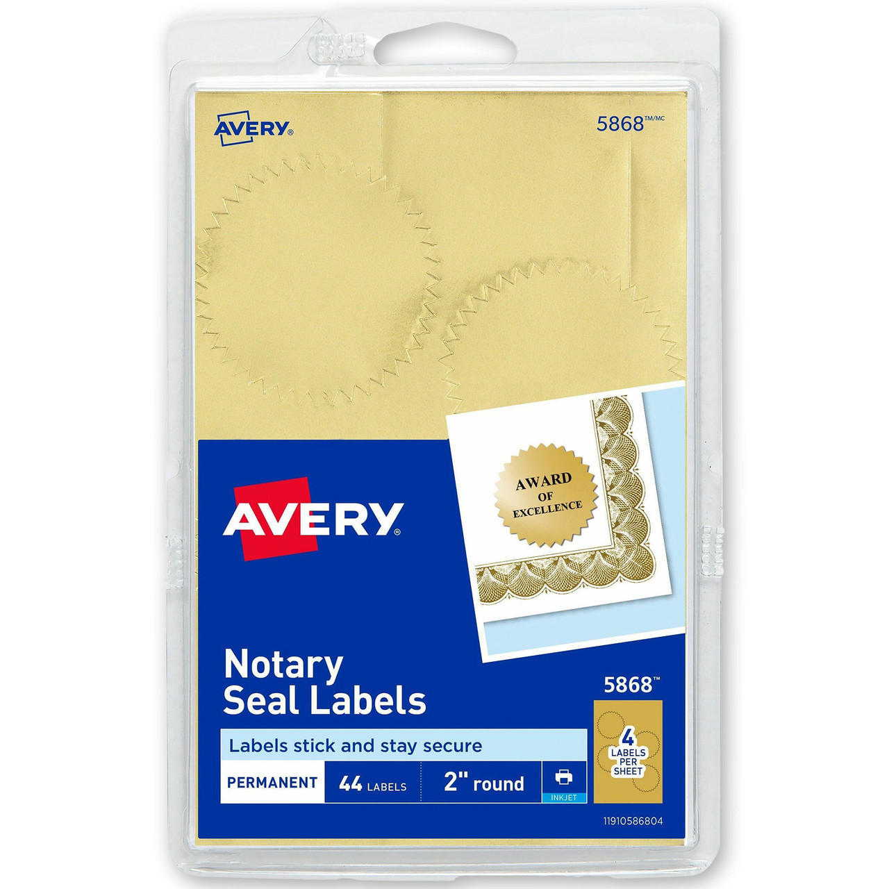 Avery 5868 Notary Seal Labels, Gold, 2