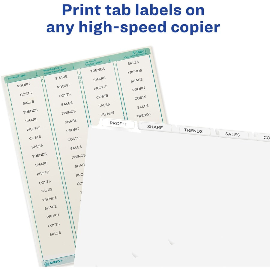 Avery CPK5 Print Apply Clear Label Dividers Index Maker Easy Peel