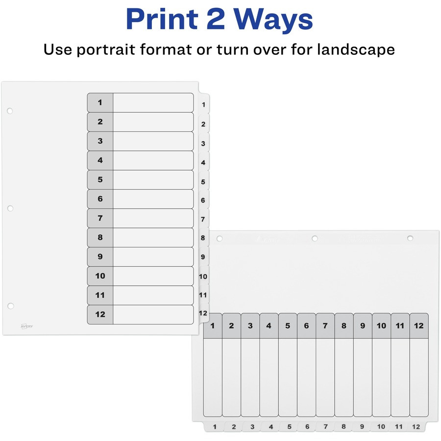 Intercalaires Numérotés 1-31 Durable A4 - PP Blanc Perforation Universelle
