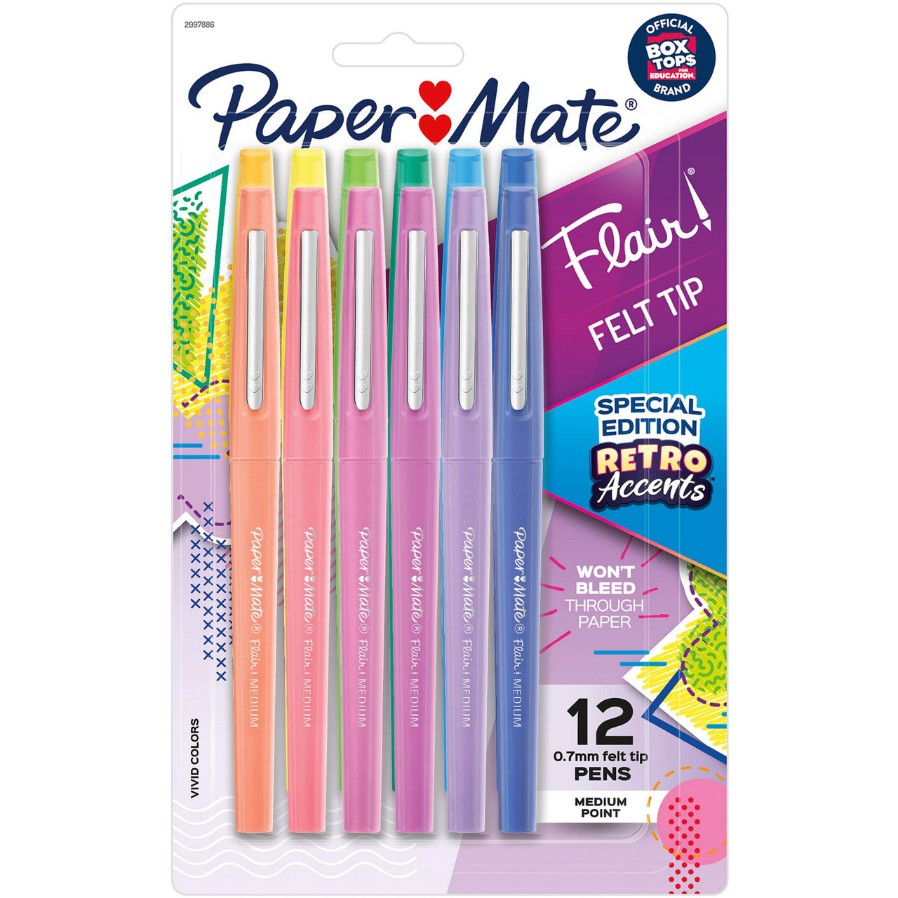 Paper Mate Flair Felt Tip Pen, Black Ink, Medium Point, 8430152