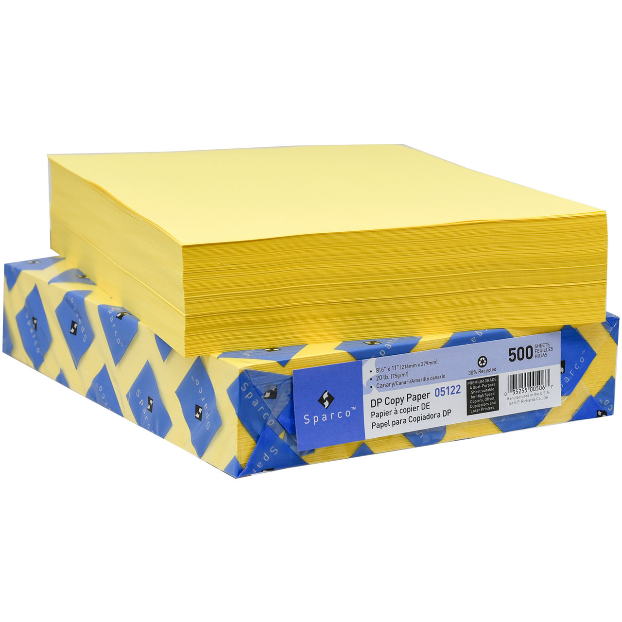 Sparco 05122 Canary Copy Paper, 8-1/2 x 11, 20 Lb., Ream of 500 Sheets