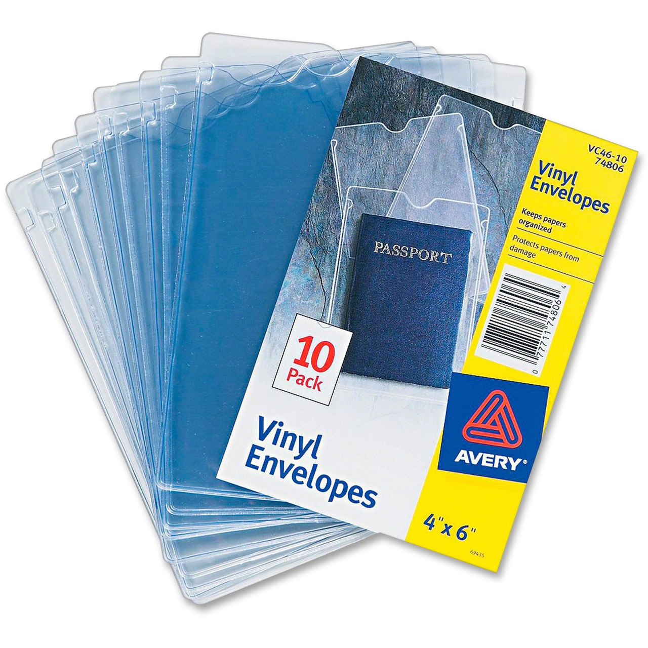 Avery 74806 Vinyl File Envelopes, 4 x 6 , 10 Clear Envelopes