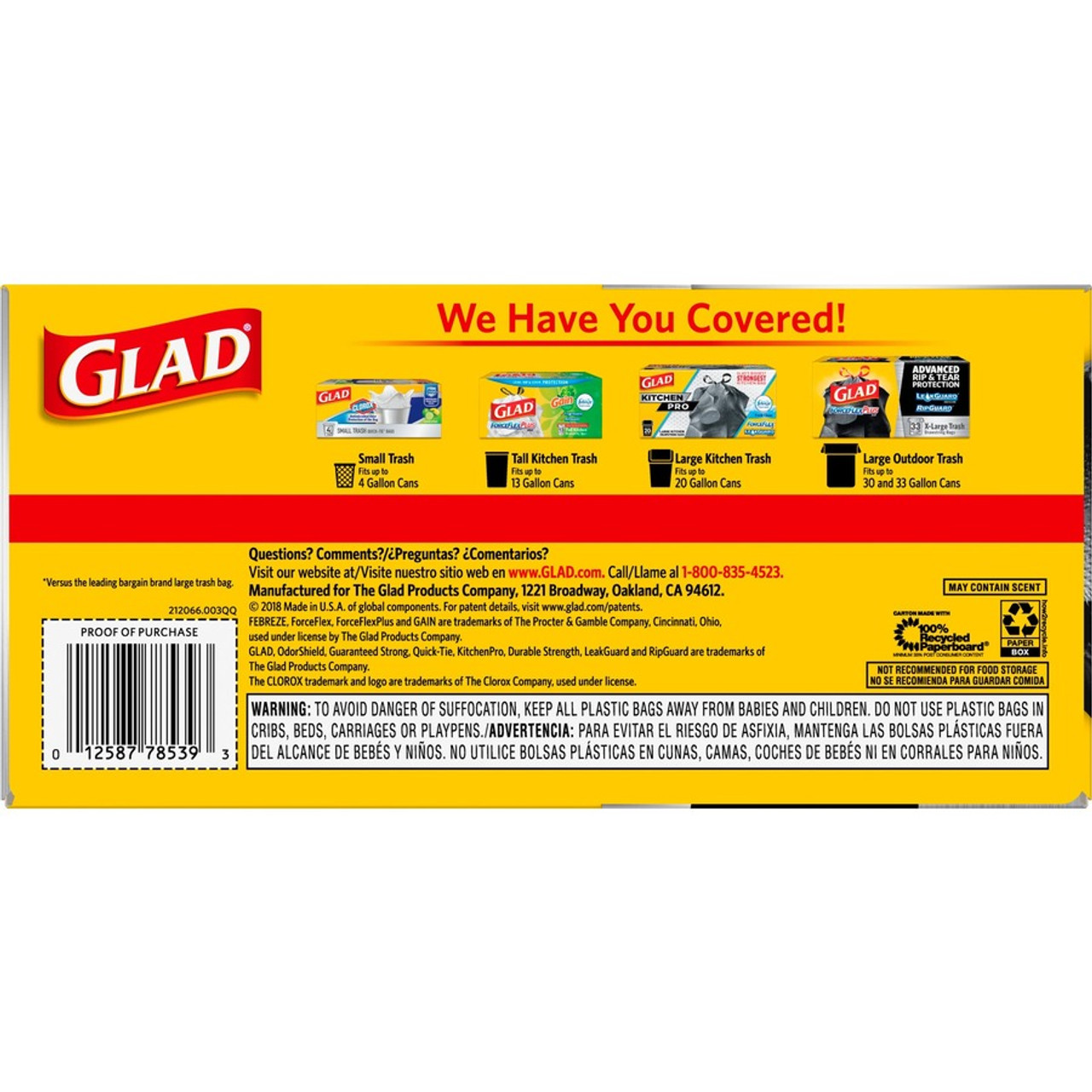 Glad - Glad, ForceFlex Plus - Trash Bags, Multipurpose, Drawstring