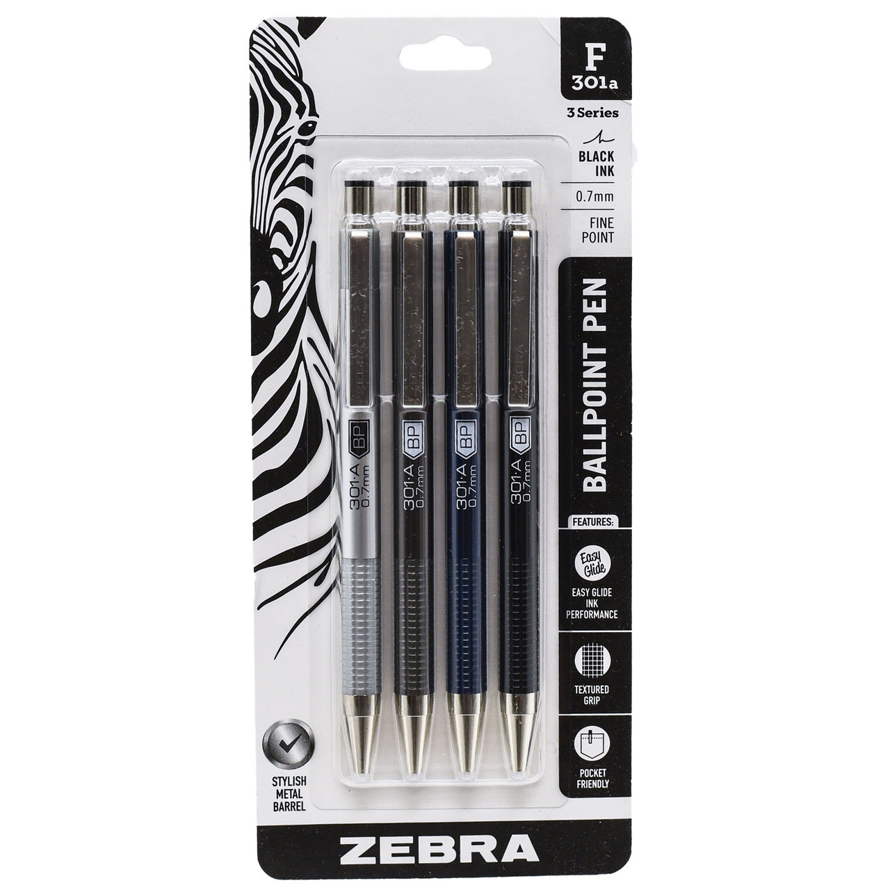 Zebra F-301A 0.7mm Fine 27514 Stylish Metal Barrel