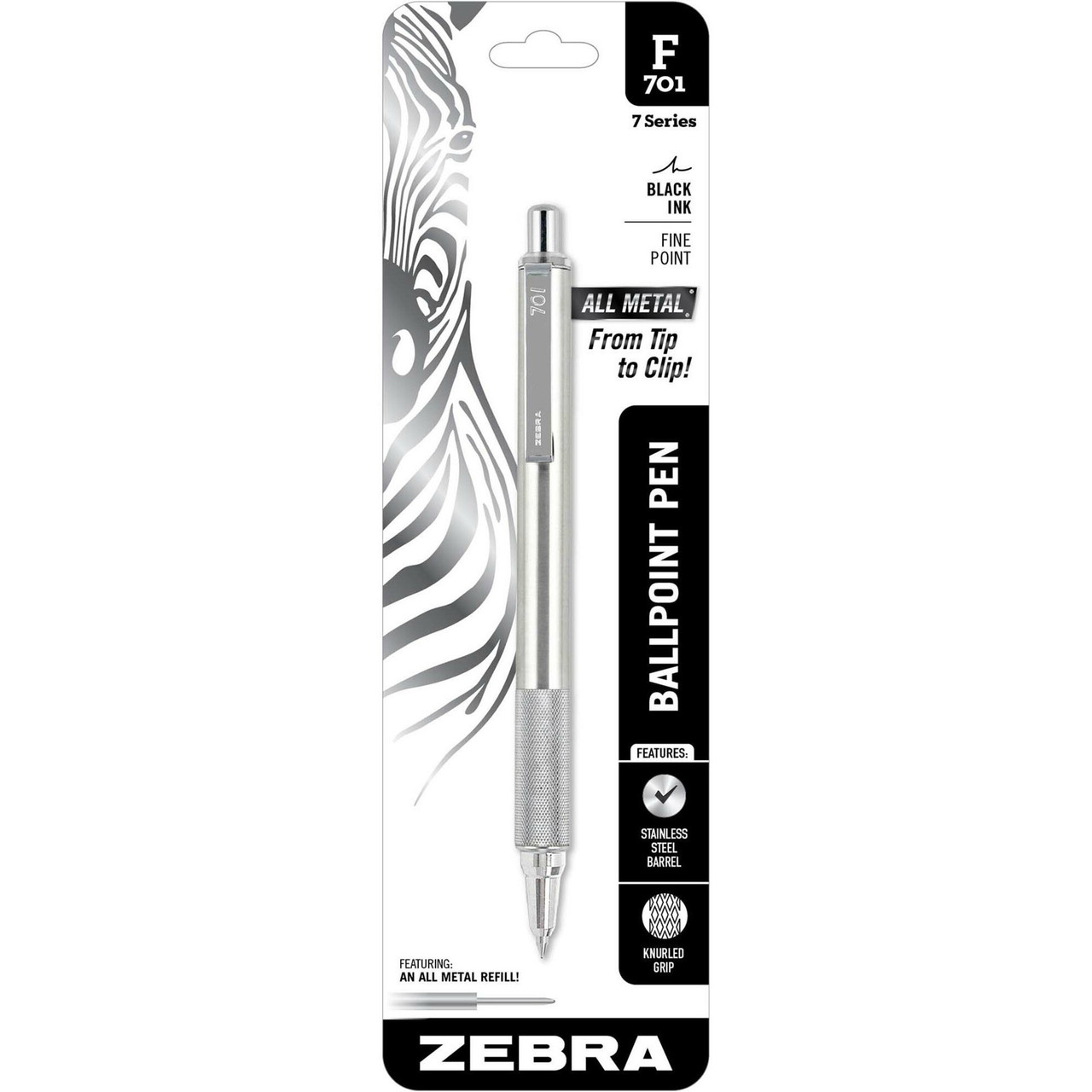 Zebra F-701 Retractable Ballpoint Pen 0.7mm Black Ink Fine 29411 