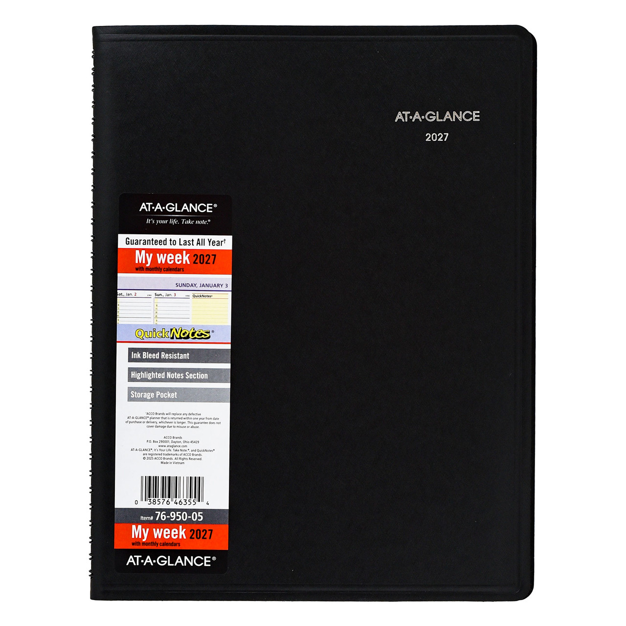 At-A-Glance 2027 QuickNotes 76-950-05 Weekly Monthly Appointment