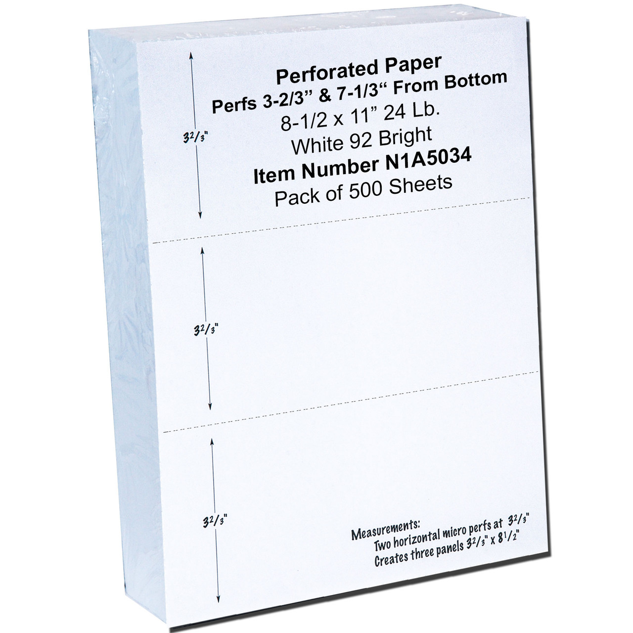 Perforated Paper 5034, 8.5 x 11, 24 lb. White 92 Bright. Perfs 3
