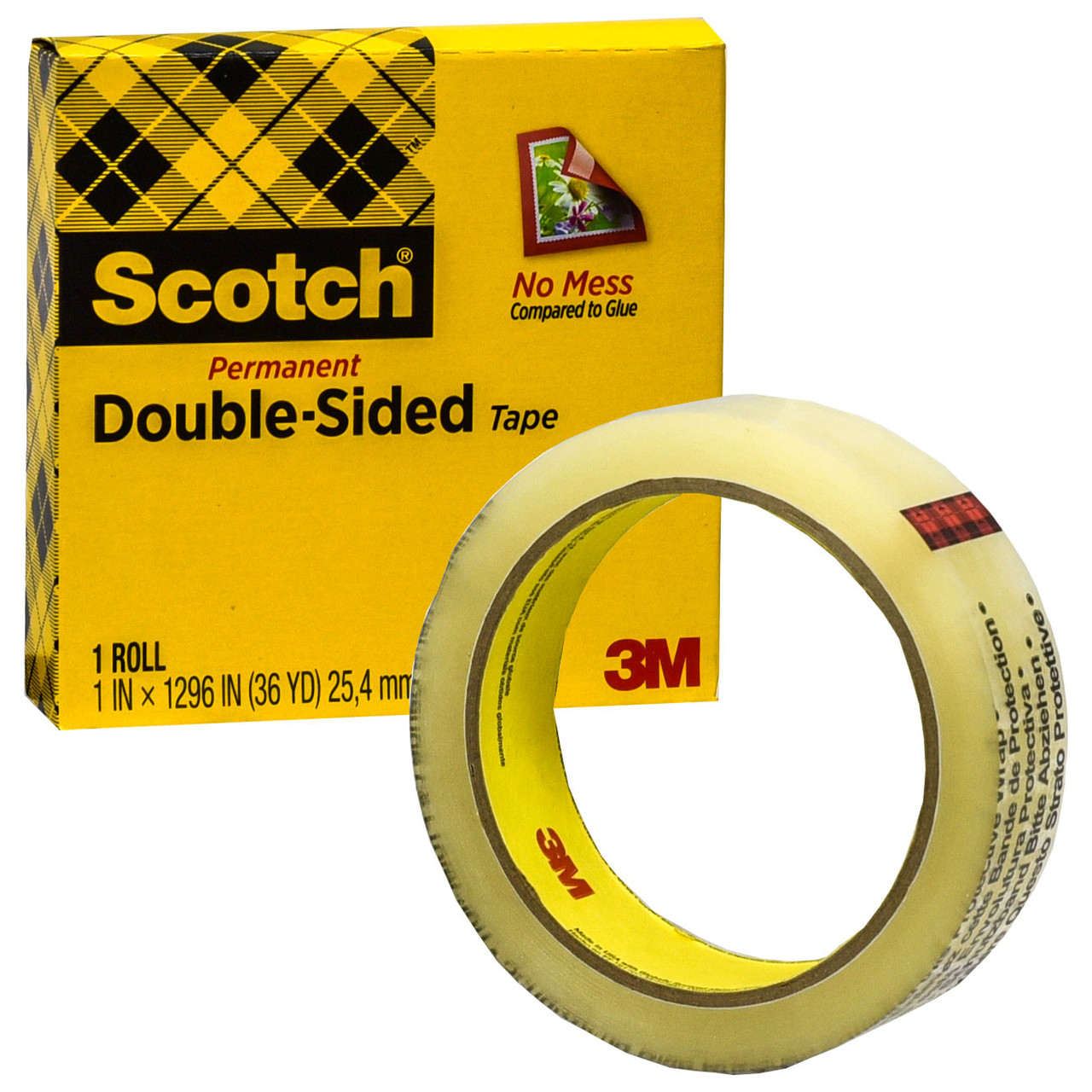 Scotch 665 Permanent Double Sided Tape, 1 x 1296, 3 Core