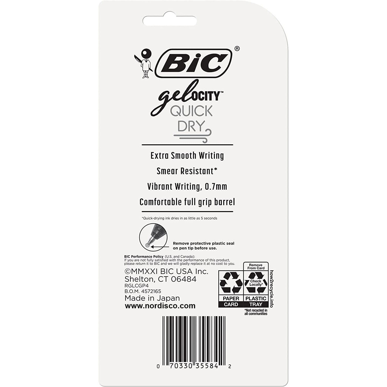 BIC Gelocity 0.7 35584 Retractable Gel Ink Pens, Assorted Colors, Pack of 4