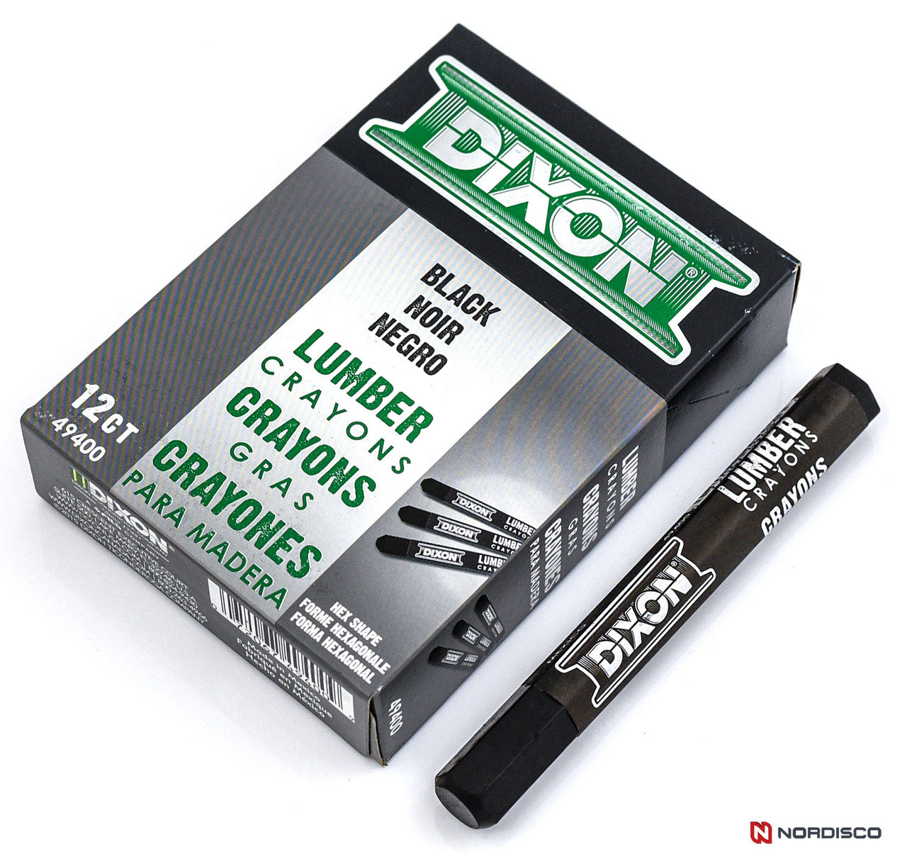 Dixon Lumber Crayons 49400 Black, Hex Shape, 4-1/2 x 1/2