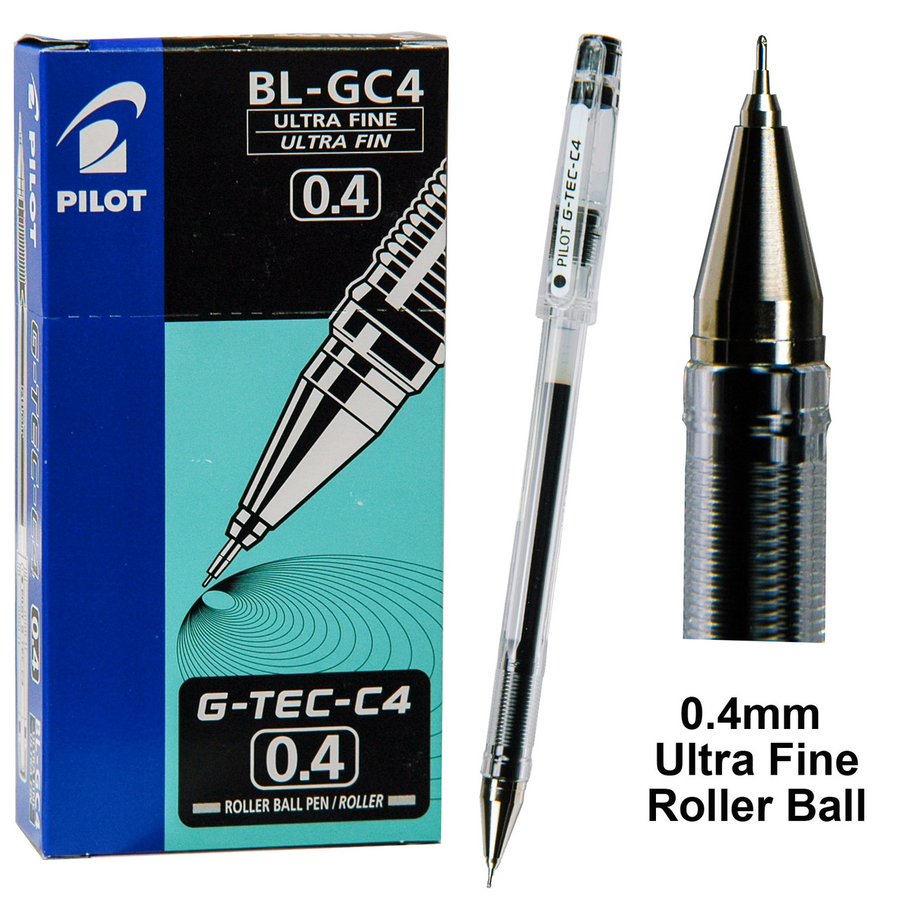 Pilot 35491 G-Tec-C4 Ultra Fine 0.4mm Black Gel Ink Rollerball Pen