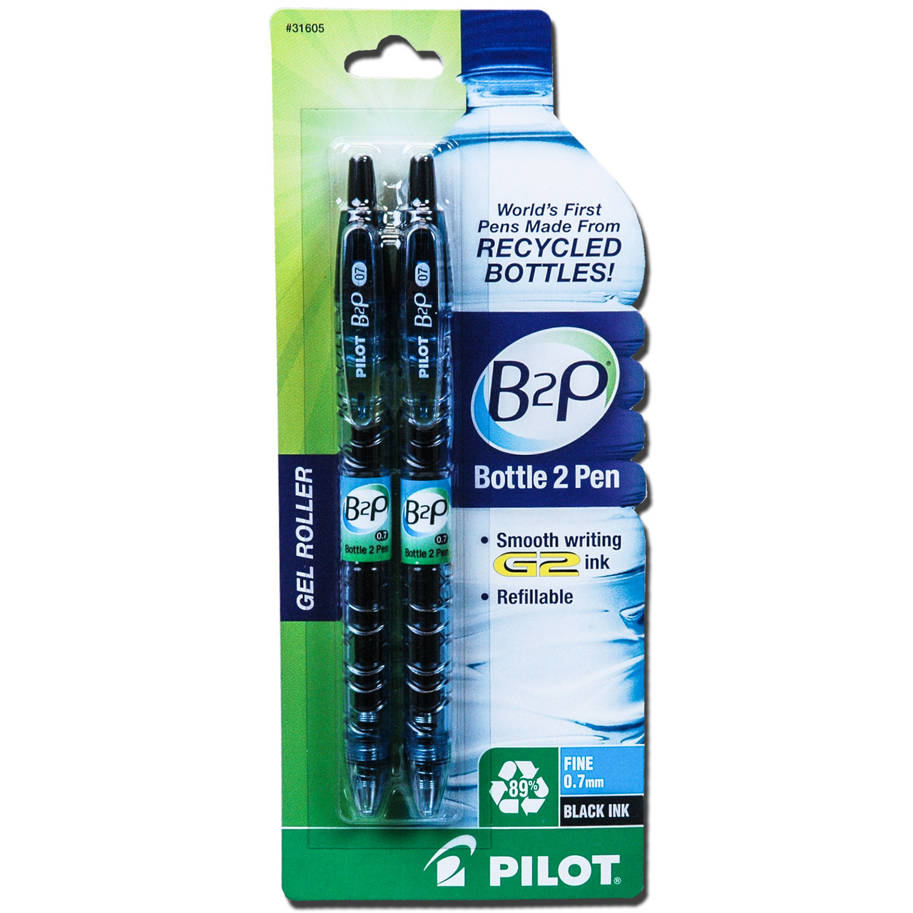 Pilot B2P 07 Pens 31605, Bottle Pen, Black Gel Ink, Fine