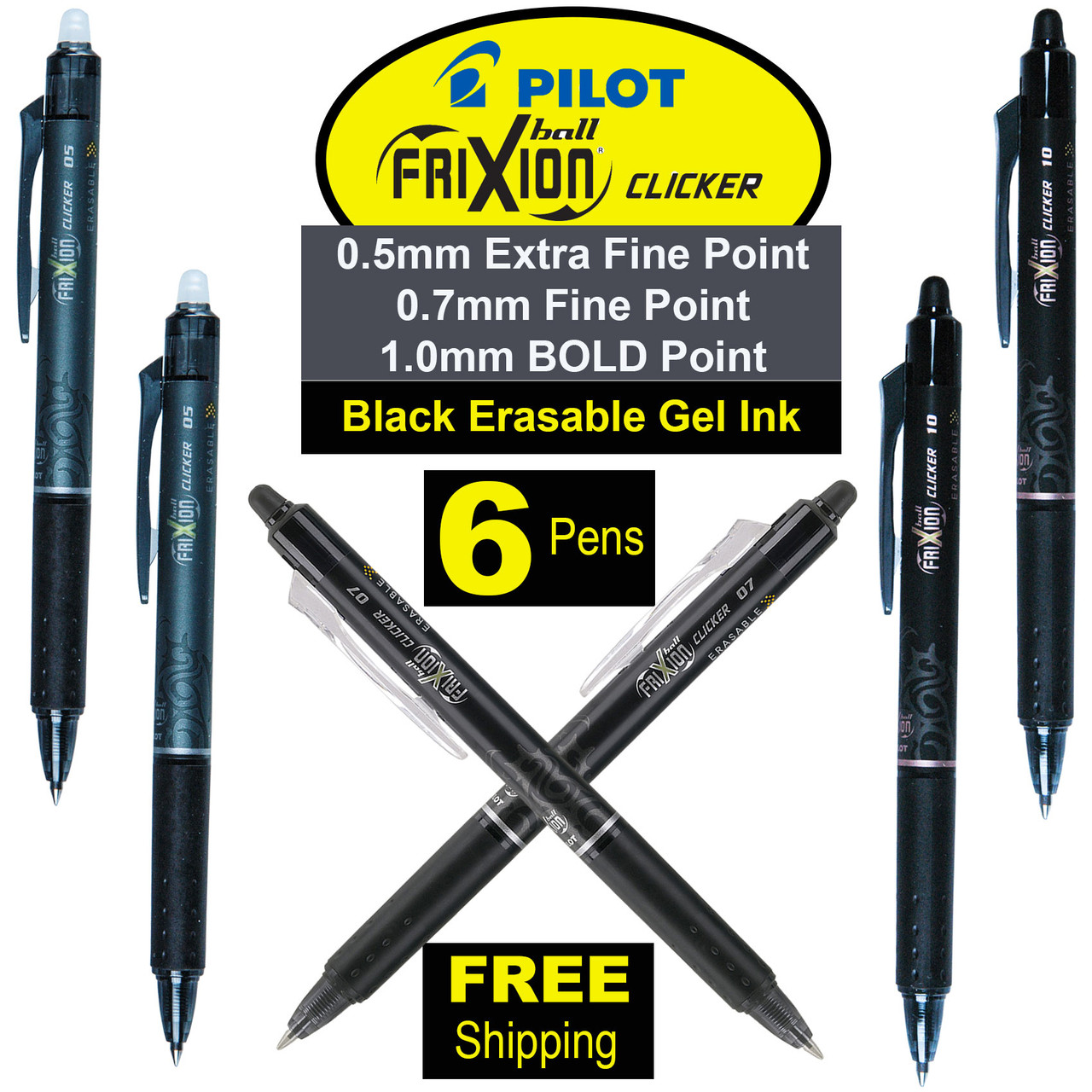  Pilot Frixion Clicker Retractable Erasable Red Gel Ink Pens, 3  Pens 6 Refills : Office Products