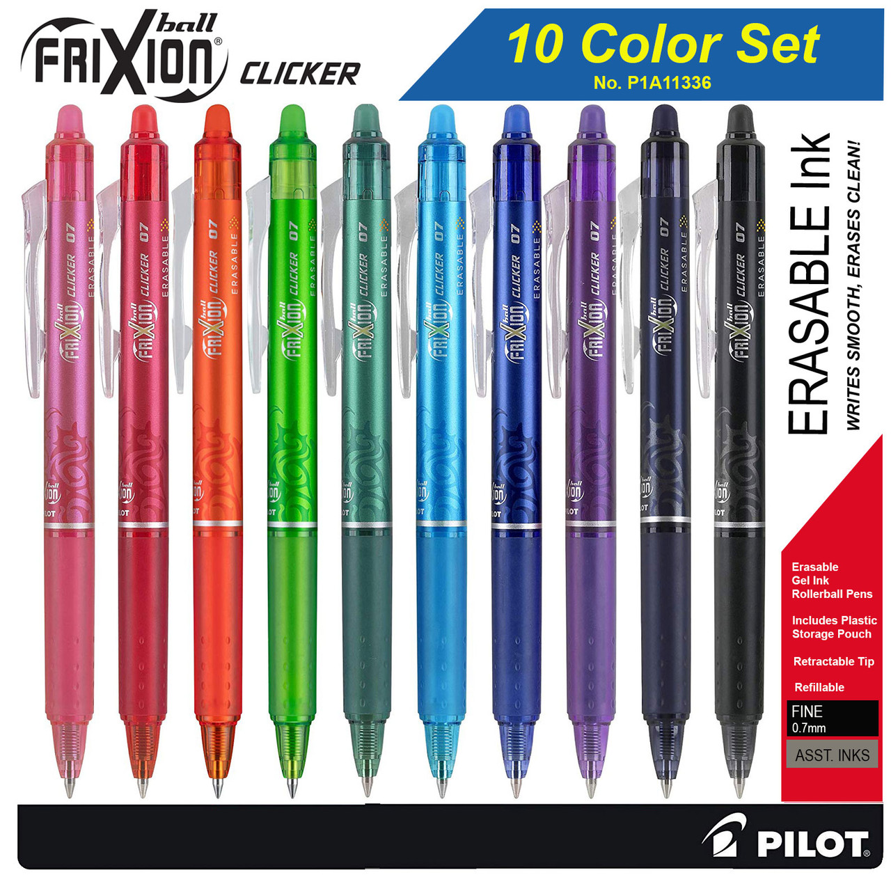 Pilot Frixion Clicker Erasable Pen, Fine, 0.7 mm  