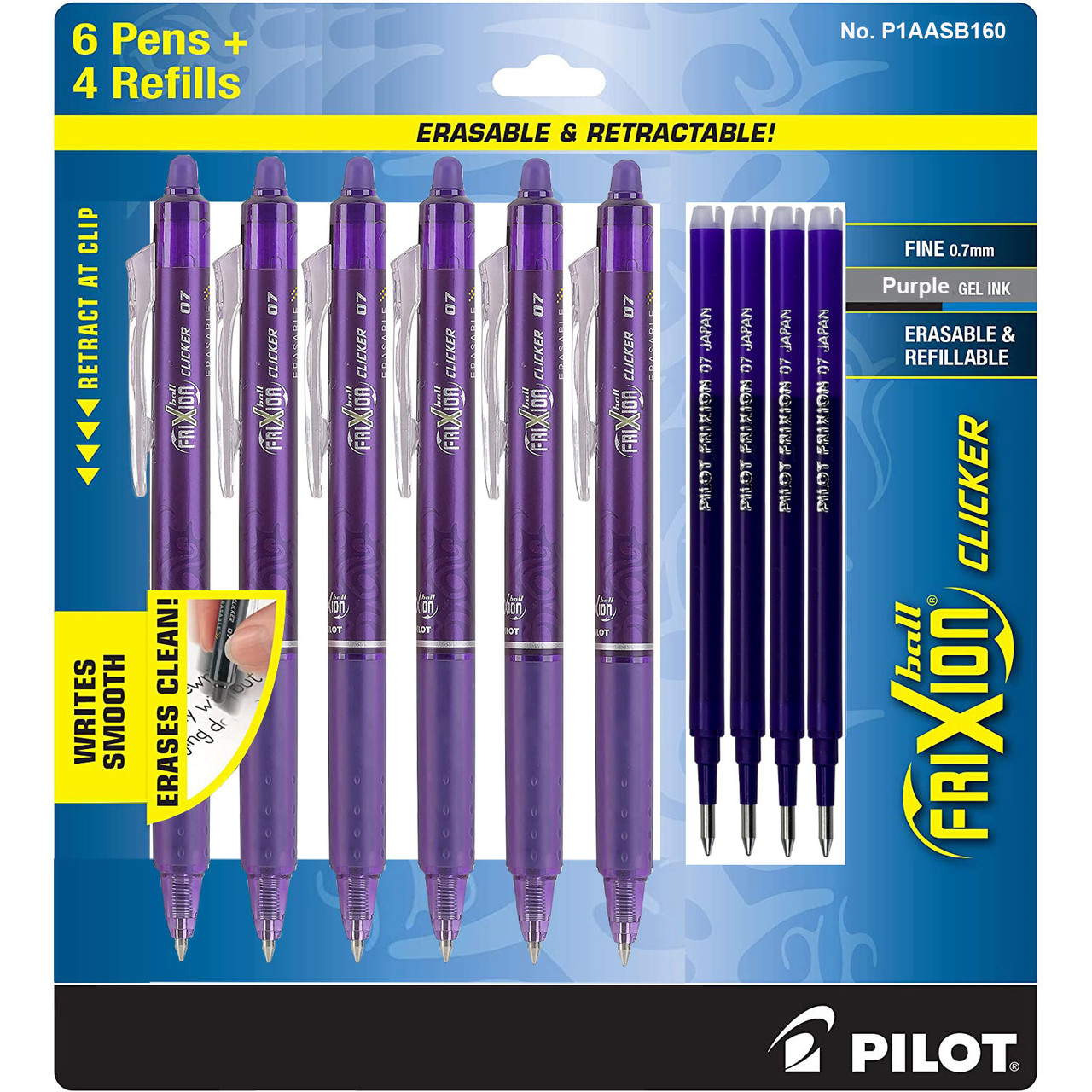  Pilot FriXion Clicker 0.7mm, Erasable Gel Pens, Fine