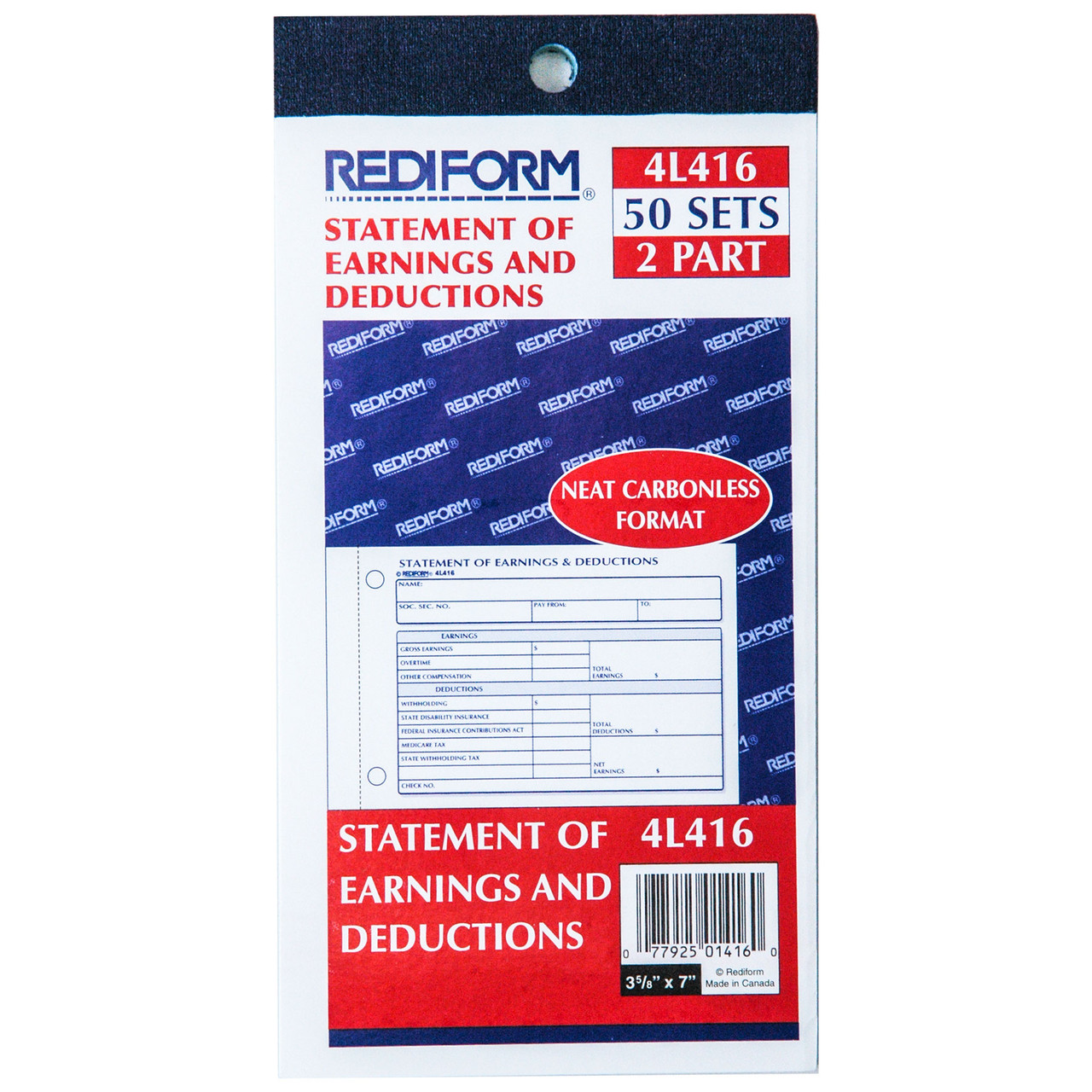 Rediform 4L416 Statement of Earnings Deductions Book of 50 Sets