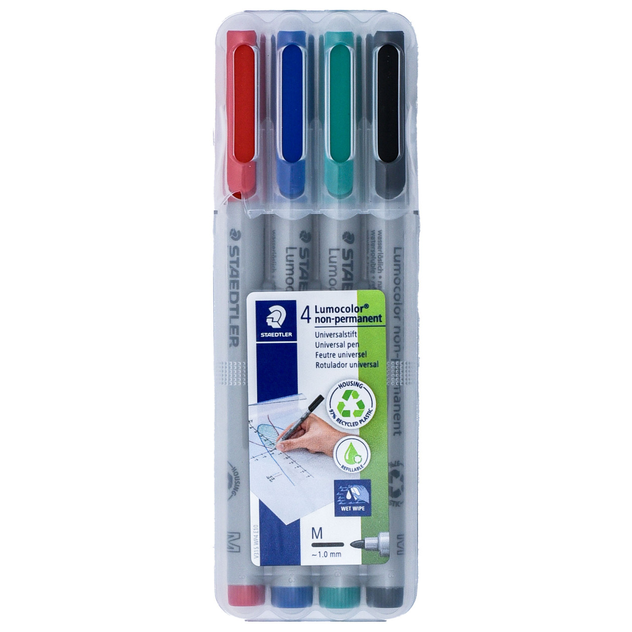 Staedtler Lumocolor Non-Permanent Markers 315WP4, 4-Color Set, 1.0