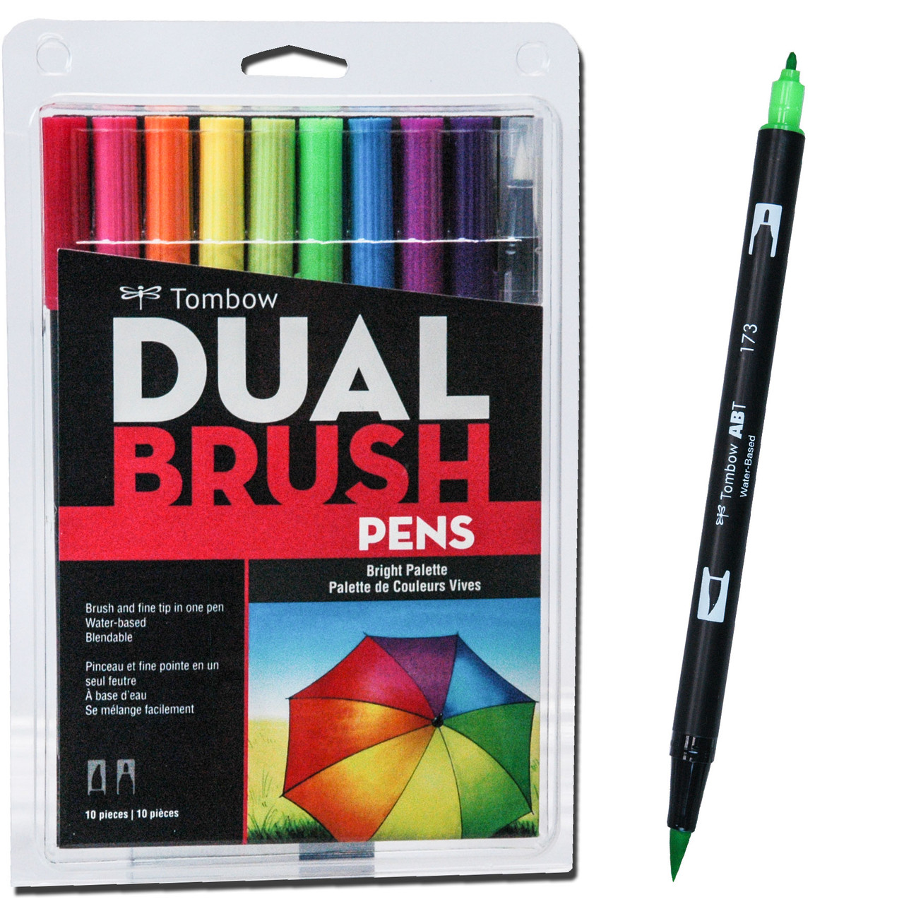 Tombow ABT Dual Brush Marker Pen Set of 10 Pastel