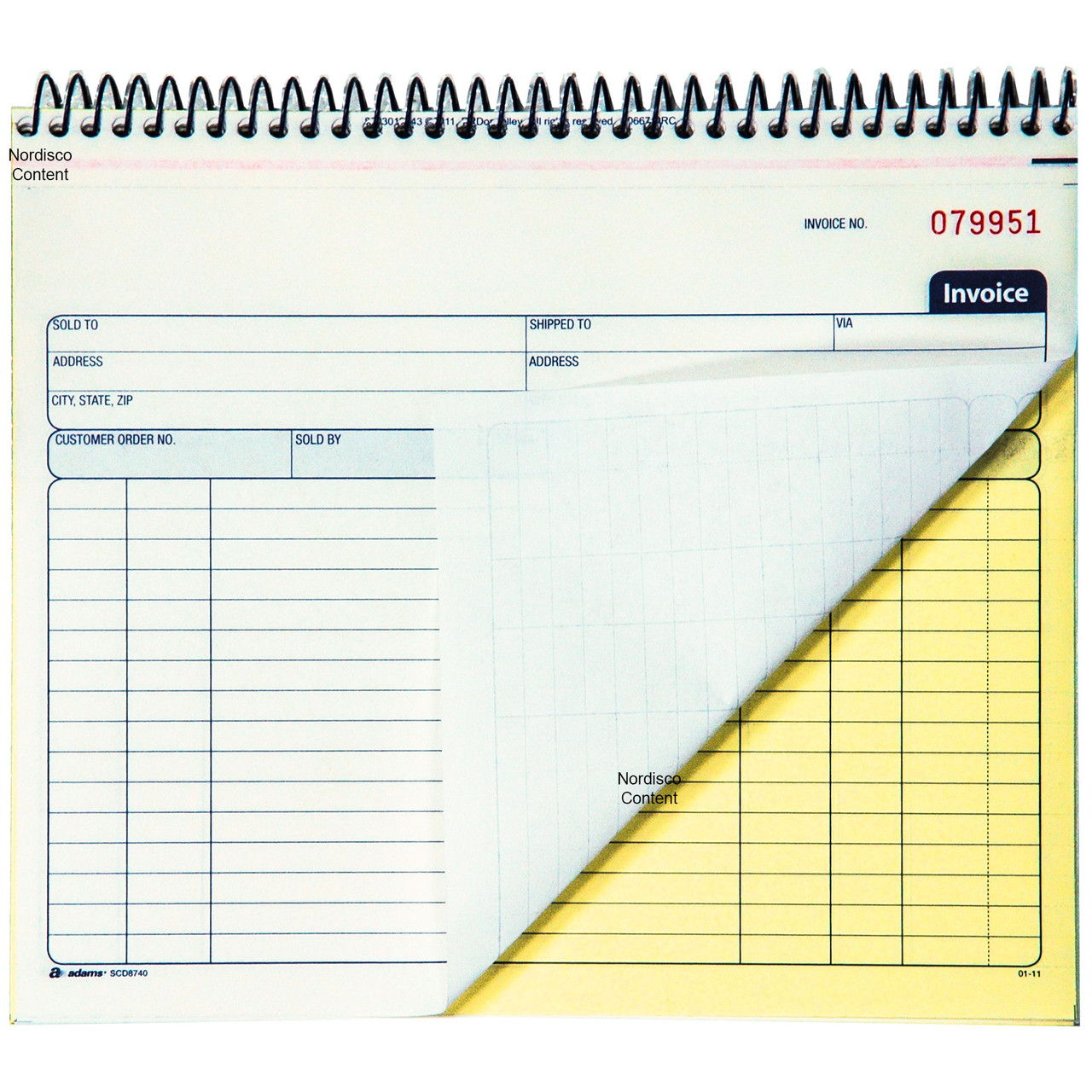 Adams SCD8740 Invoice Book, 2-Part Carbonless, 50 Sets, Numbered 8-1/2 ...