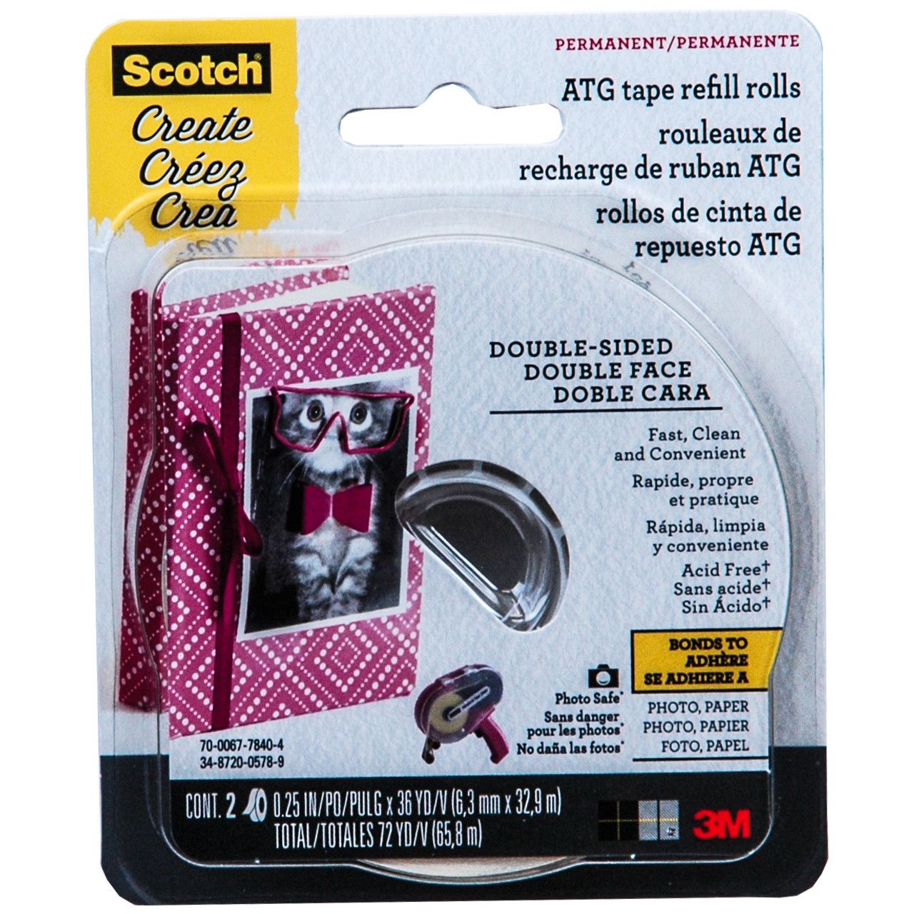Scotch 3M Refill Rolls of Double-Sided Adhesive Tape, 6.3 mx 12 mm, Pack of  2
