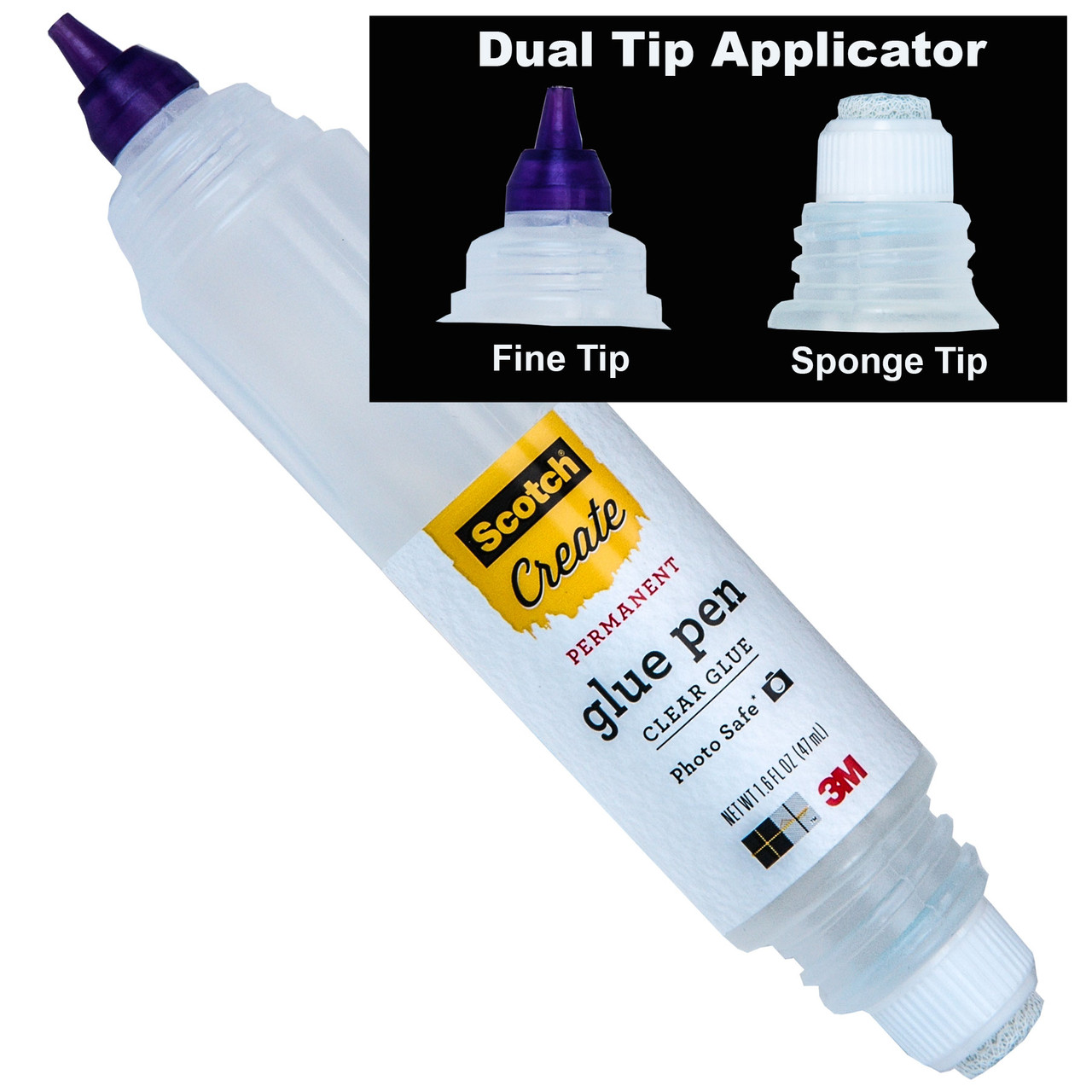 Scotch Create 019-CFT Permanent Glue Pen, Clear Glue, Dual Tip