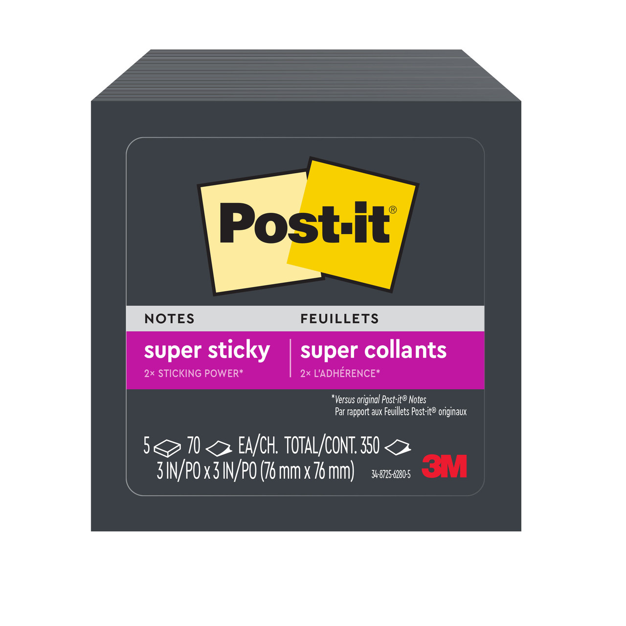 Notes & Flags - Post-It 654-5SSNRP Super Sticky Notes 76mmx76mm