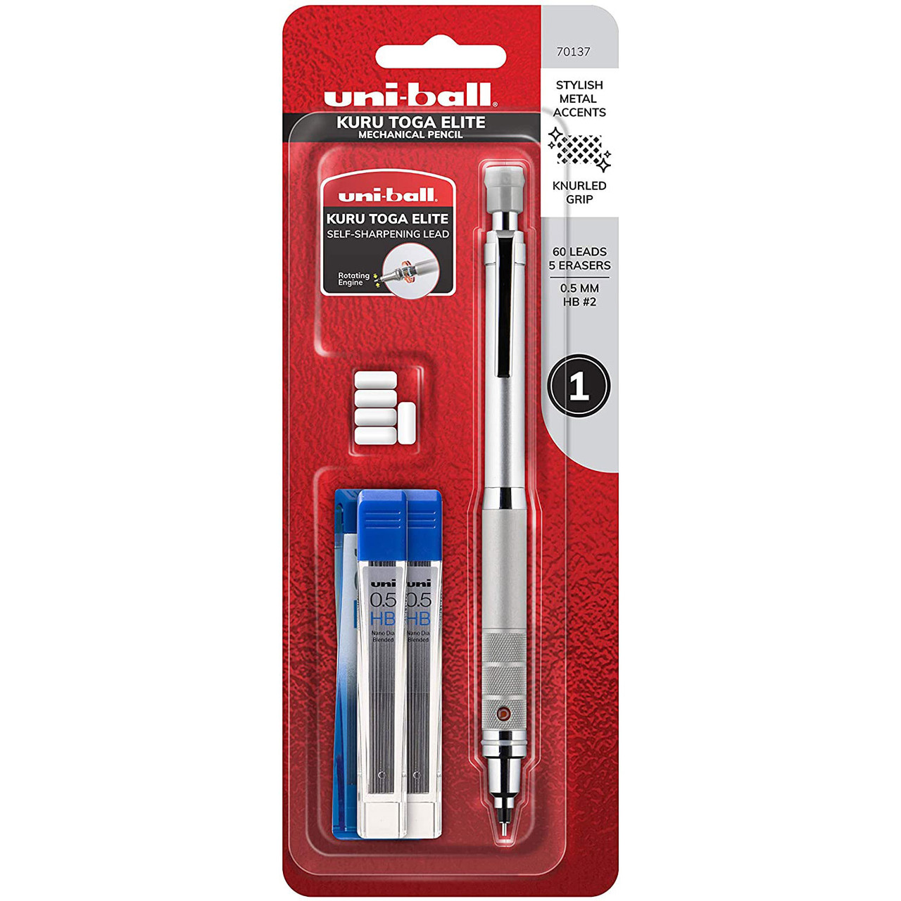 Uni-ball Kuru Toga Elite 70137 Mechanical Pencil Starter Kit, 0.5