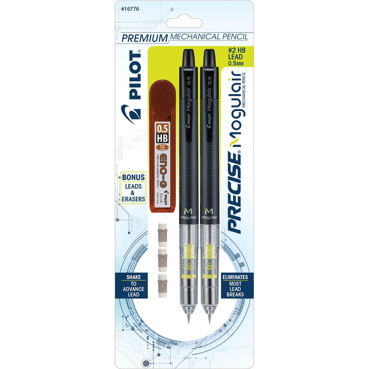 Pilot 16776 Precise 0.5 Mogulair Mechanical Pencil Pack of 2 with
