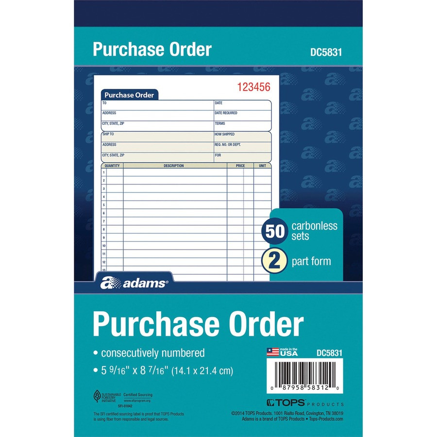 Small Business Carbonless 2-Part Receipt & Invoice Pad, Sales Order Forms, 5 Books / 75 Sets Per Book