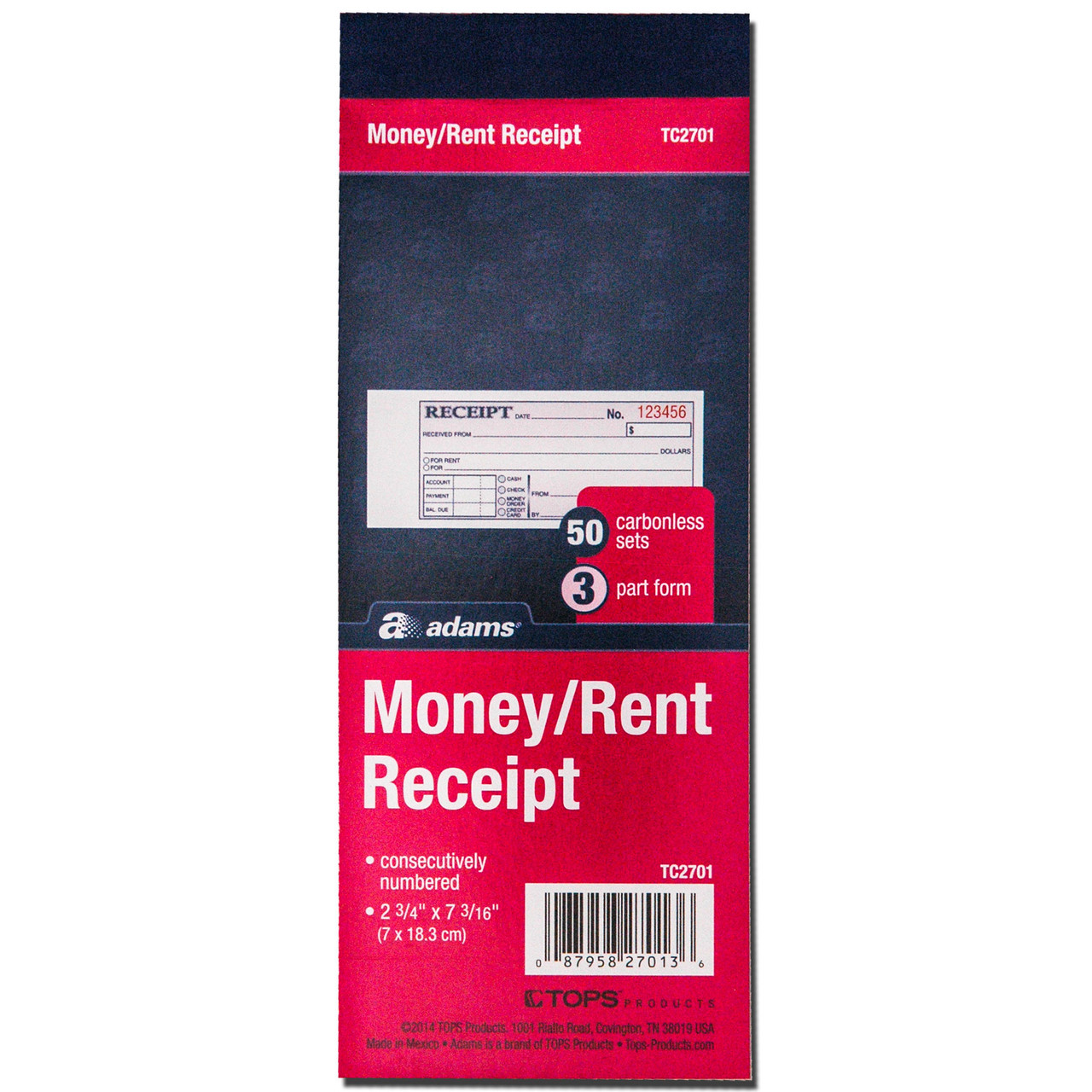 Blue Summit Supplies Triplicate Receipt Book 100 per Book 500 Total 5 Pack 3 Part Carbonless Payment Receipt Books for Money Rent or Cash with
