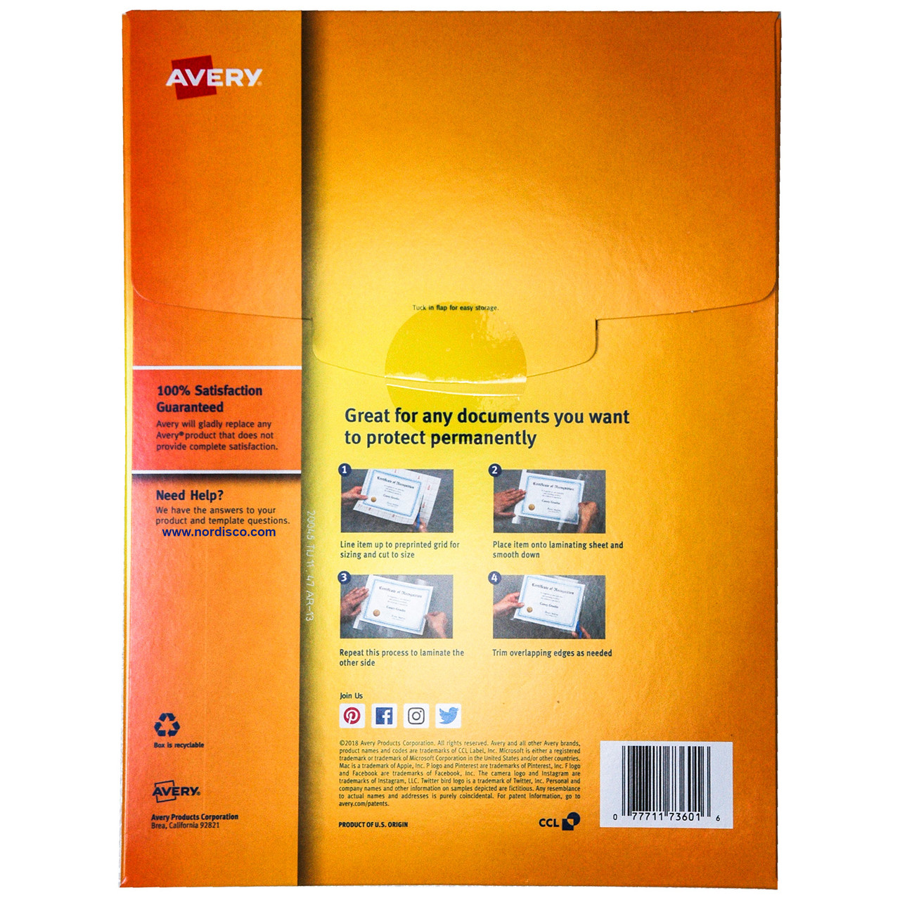 Avery Self-Adhesive Laminating Sheets, 9 x 12, Permanent Adhesive, 10 Clear Laminating  Sheets (73603) 