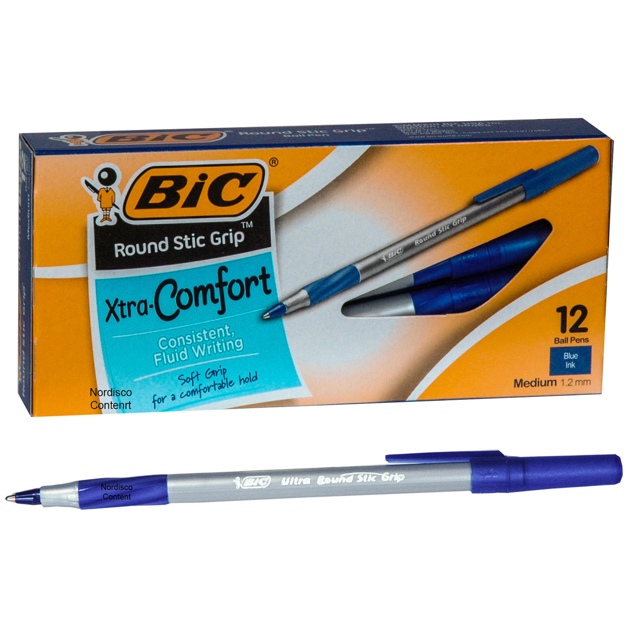 BIC GSMG11 13725 Blue Ultra Round Stic Grip Pen, 1.2 mm Medium