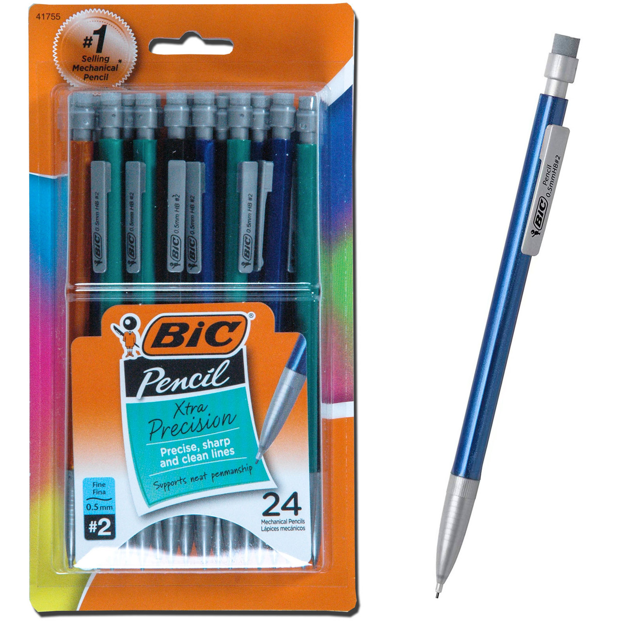 BIC 41755 0.5mm HB #2 Xtra Precision Mechanical Pencils, Pack of
