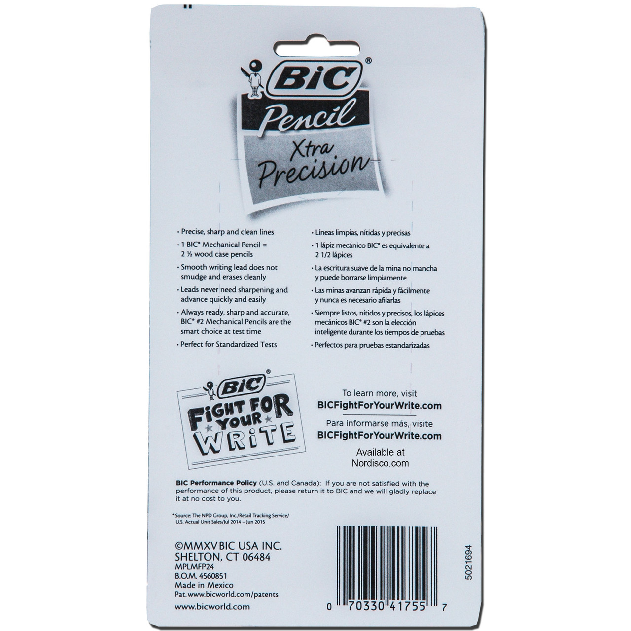 BIC 41755 0.5mm HB #2 Xtra Precision Mechanical Pencils, Pack of