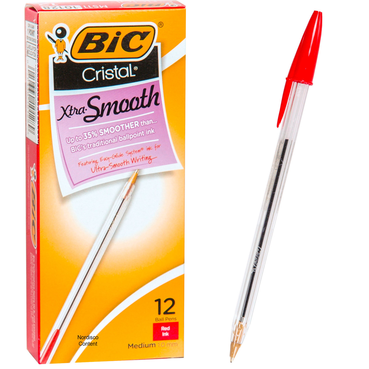 BIC Cristal Medium 1.0mm Pens, Xtra Smooth Red Ink, MS11 10128